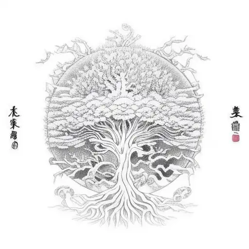 A Mystical Tree Of Life Intertwined With Scorpio Symbolism