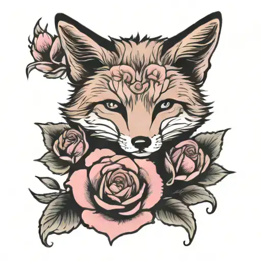 Fox In A Pink Rose