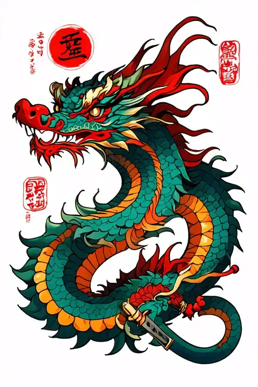 Dragon With Katana