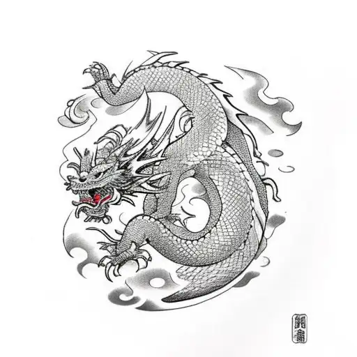 Japanesse Dragon Coming Out Of A Mine