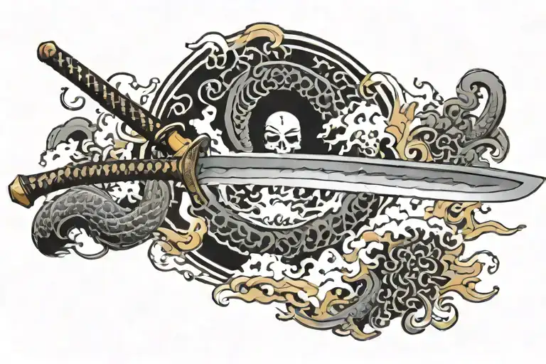 Just Two Katana Sword With Fire Flames