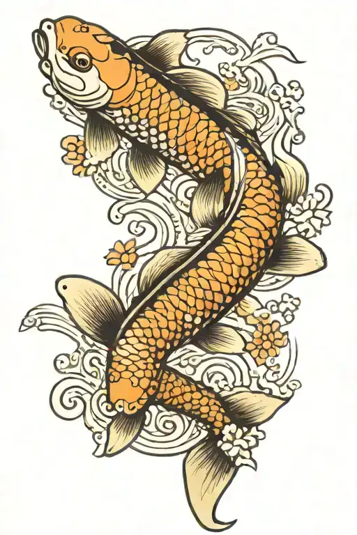 Koi Fish Swimming Upstream