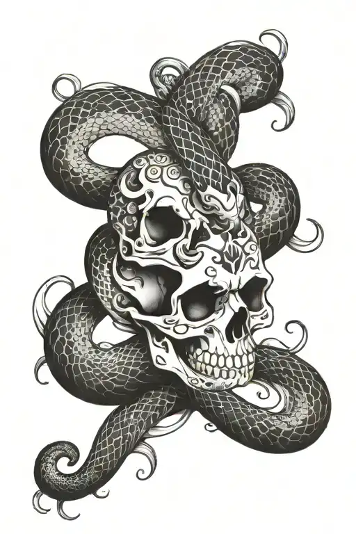 With Snake And Skull