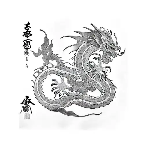 Dragon Wraping Around Lotus Flower