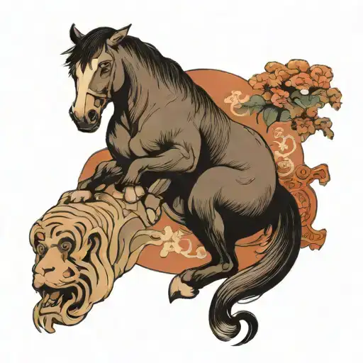 Horse And Monkey Sitting