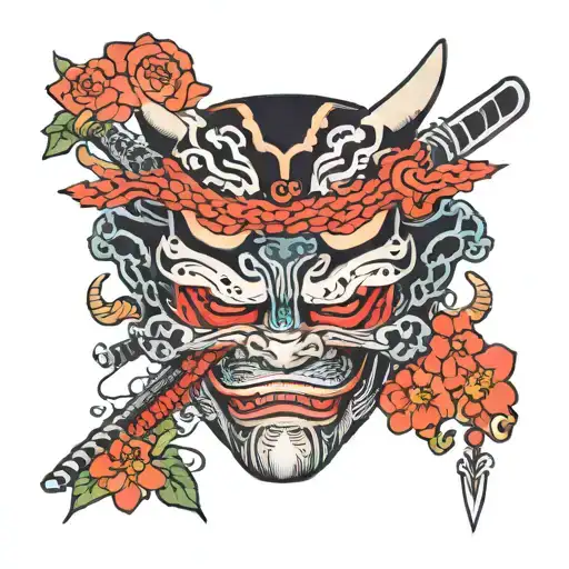 Samurai Mask Split In Half