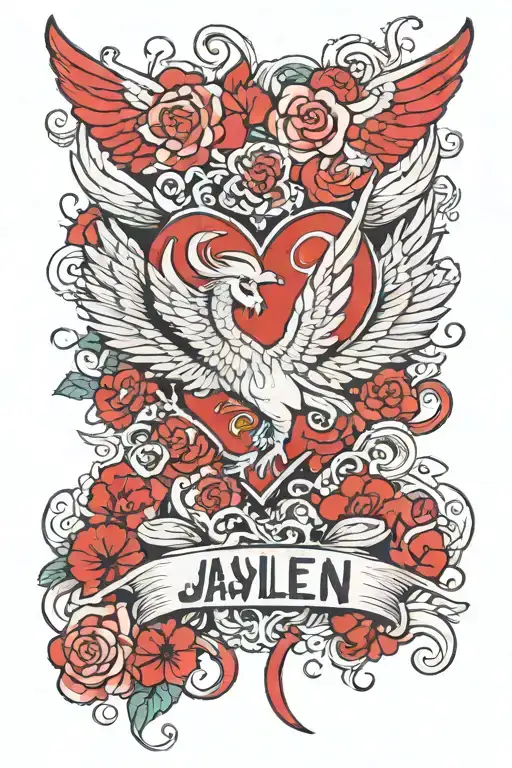 Baby Girl With Wings Name Jaylen Under And A Heart