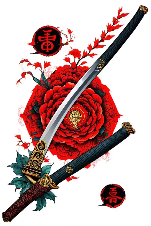 I Am Aquarius And Want Katana Long Beautiful Looking Swoard With 2 Japanese Symbols Of Imrpovment