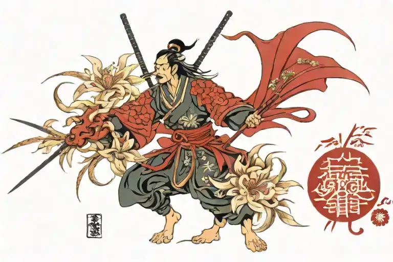 Samurai And Red Spider Lily's Kyoto