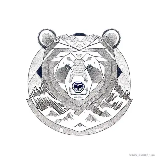 Bear Hibernating In The Mountains