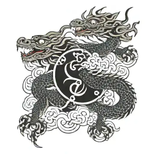Asian Dragon Intertwined