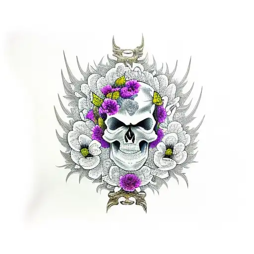 Skull With Lilac Wreath