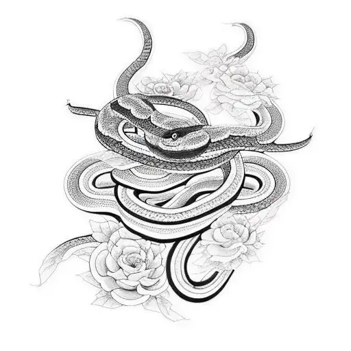 Black Flowe Snake With Smart Face