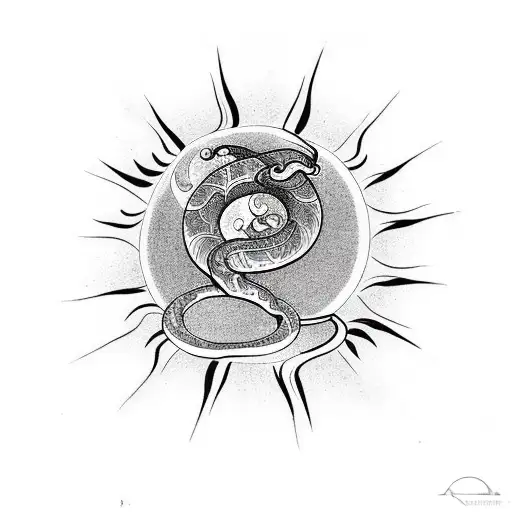 Long Snake With Sun And Stars