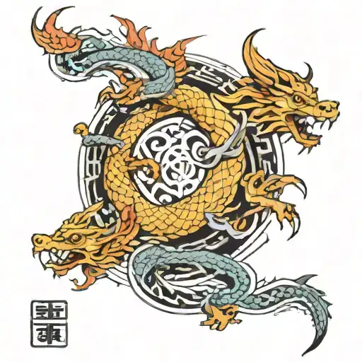 Sagittaruis And Dragon Zodiac Sign Intertwined