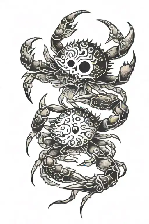 Crab With A Small Skull On Top