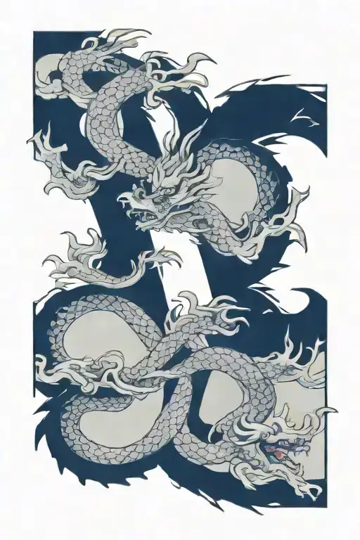 Dragon Intertwined Chinese Letters