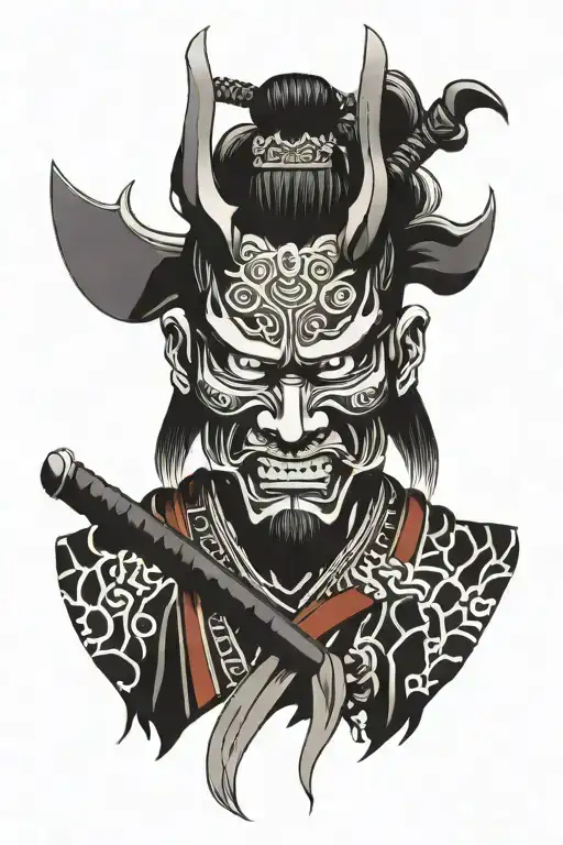 Samurai And Oni Mask