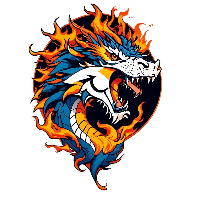 Denver Broncos Dragon Breathing Fire