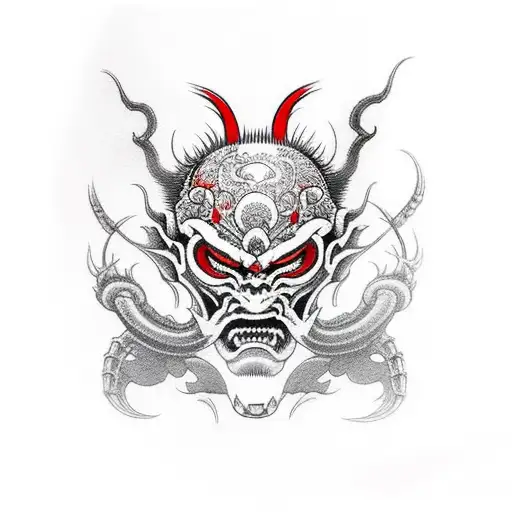 Red Spider Lilly And Red Oni Mask