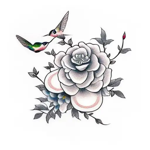 Hummingbird And Camellia