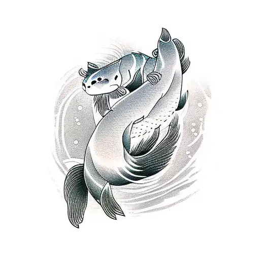A Otter With The Tail Of A Koi Fish