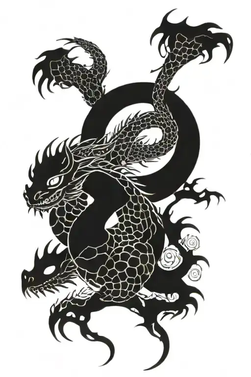 A Dragon Rotating Around The Moon