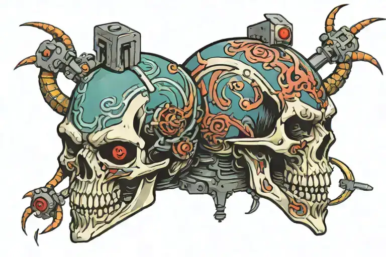 Cyberpunk Skull Screaming