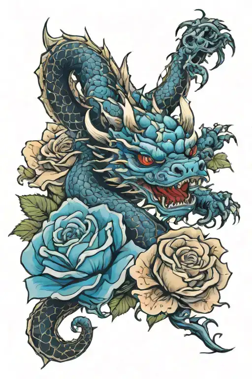 Blue Rose And Dragon