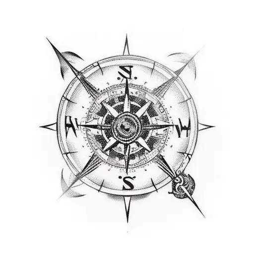 Pirate Ship With Compass And Time
