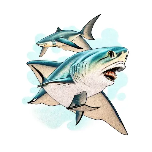 Lemon Shark And Sea Turtle