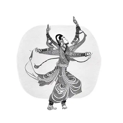A One Line Tattoo Of A Sufi Dancer In A Meditative Pose