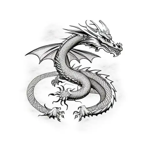 Dragon Anime Style Minimalist Hand