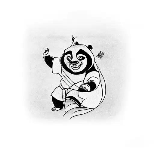 Kung Fu Panda Po Over Dragon And Sunrise