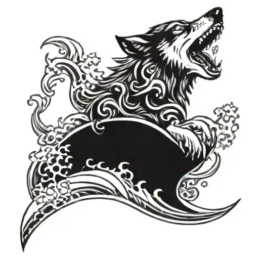 Wolf And Wave For Armhand
