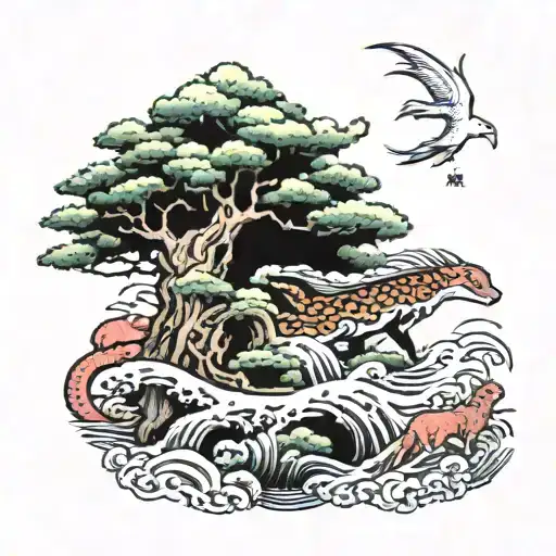 Outrun Future Fun Animals Nature Trees