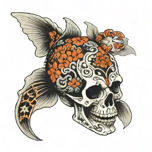 Skull And Koi Fish Transforming