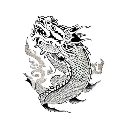 Dragon With Koi Carp