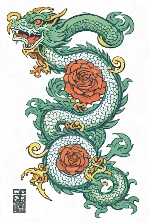 Jade Dragon Wrapped Around Sanskrit Word For Breathe