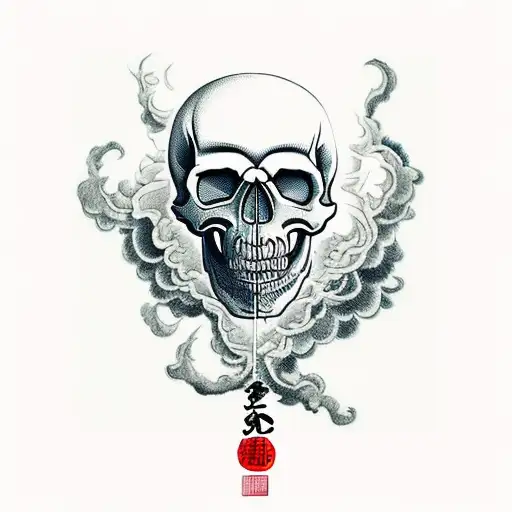 Smokey Skull Cascading Smoke Out Of Mouth