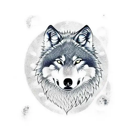 Wolf Jumping Down In Japanese Style