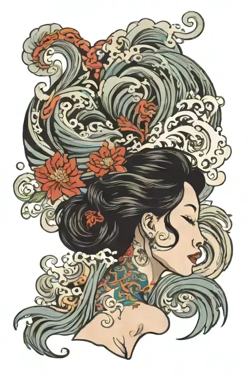 Abstract Waves And Woman