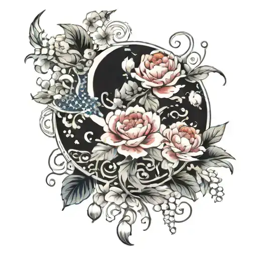 Floral With Moon And Gems
