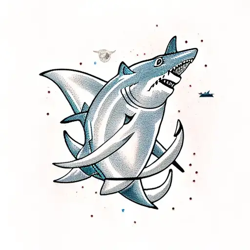 Cold Steel Anchor With Shark Wrapped Around Shaft