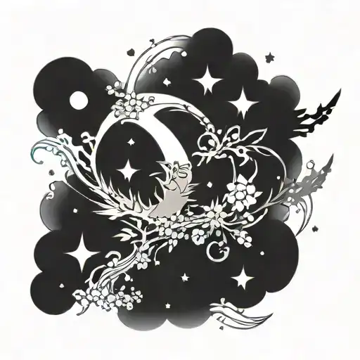 Name With Moon Surrounded By Stars