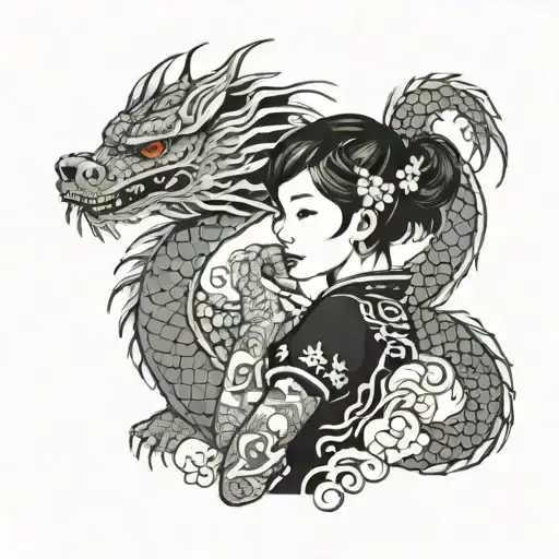 Girl With A Dragon Around Her