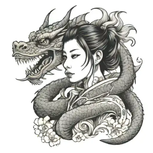Girl With A Dragon Around Her