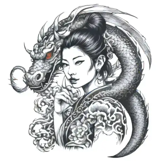 Girl With A Dragon Around Her