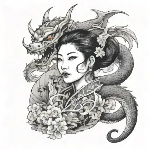 Girl With A Dragon Around Her