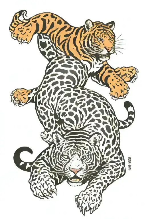 Jaguar And Tiger Fighting